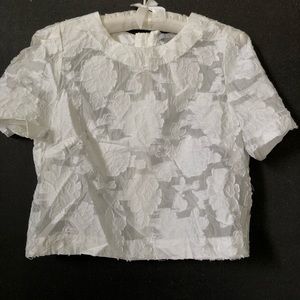 H&M Floral White Business Top